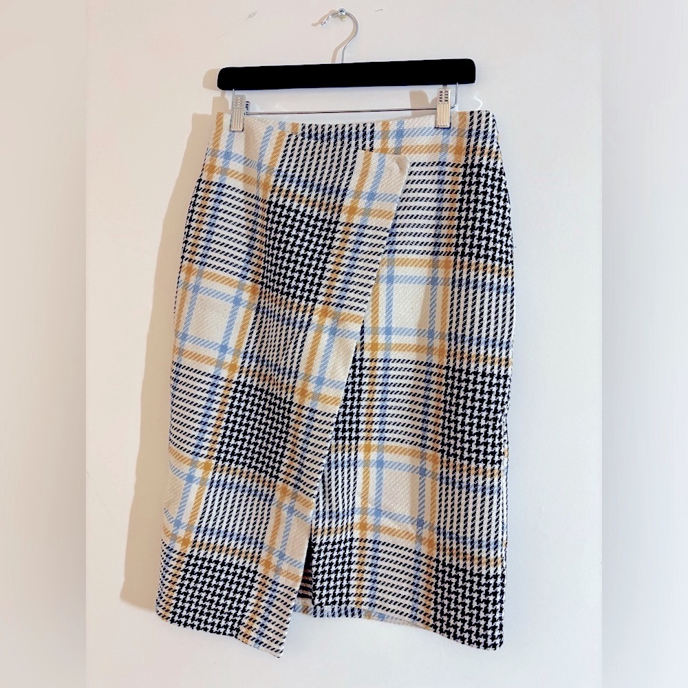 TOPSHOP - Plaid “tweed” fold over skirt